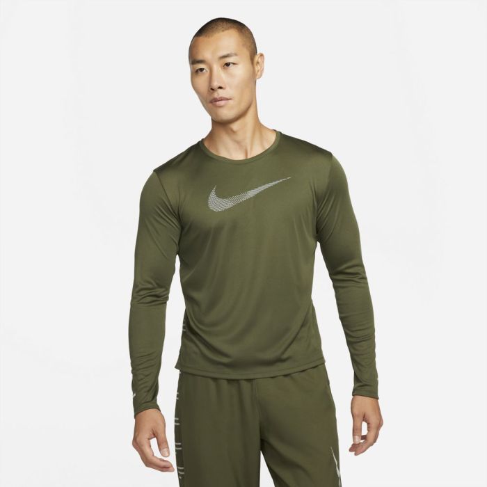 Nike DRI-FIT UV RUN DIVISION MILER LS RUNNING TOP, muška majica za trčanje,  zelena | Intersport